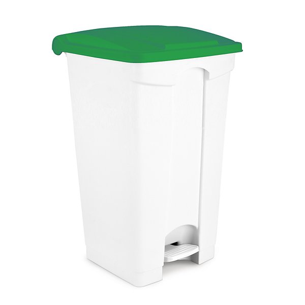 Pattumiera a pedale bianca in polipropilene con coperchio verde capacità 90 litri - 4