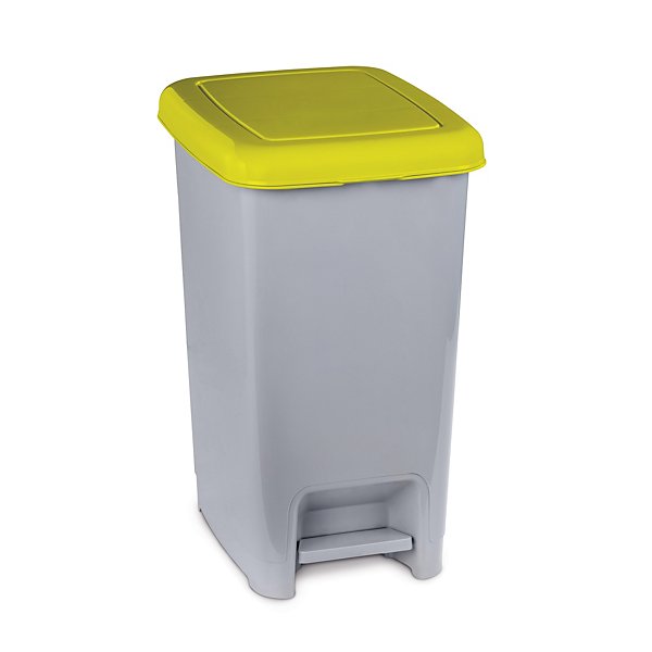 Pattumiera a pedale grigia con coperchio colorato - 3