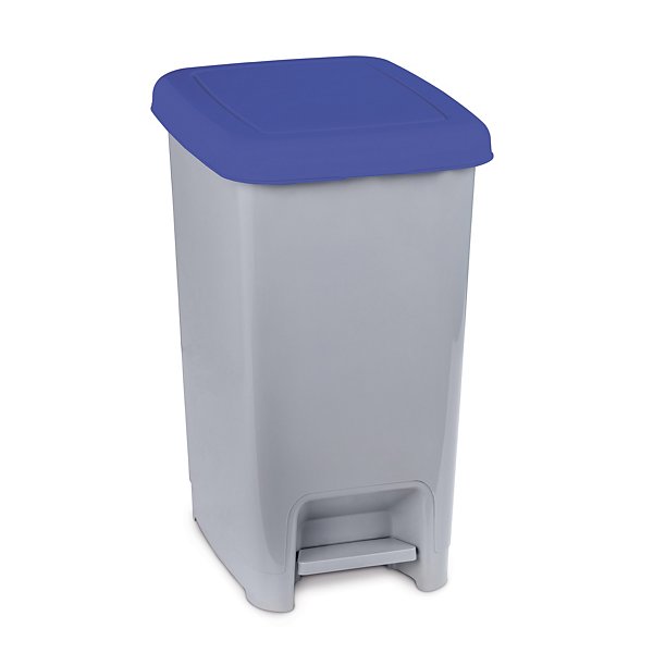 Pattumiera a pedale grigia in polipropilene con coperchio blu capacità 60 litri - 4