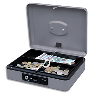 PAVO Caisse à monnaie 25cm/3compartim, ouverture auto bouton poussoir+serrure cylindrique Grise 8007523 PAVO Caisse à monnaie 25cm/3compartim, ouverture auto bouton poussoir+serrure cylindrique Grise 8007523