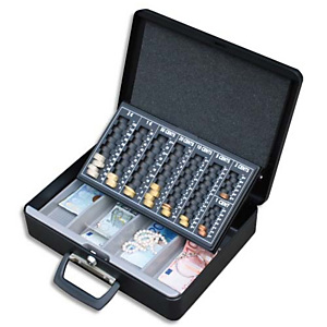 PAVO Caisse monnaie+billet Europa livrée 2 clés-L36,5xH11,5xP28 cm Gris foncé, 2 poignées basse+couvercle PAVO Caisse monnaie+billet Europa livrée 2 clés-L36,5xH11,5xP28 cm Gris foncé, 2 poignées basse+couvercle