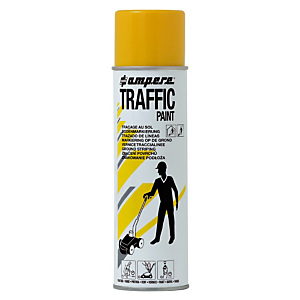Peinture aérosol Traffic Ampere 500 ml pour traçage , lot de 12 jaunes + 12 blancs Peinture aérosol Traffic Ampere 500 ml pour traçage , lot de 12 jaunes + 12 blancs