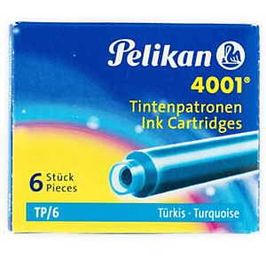 Pelikan 4001 TP/6, cartucho de tinta para estilográfica, tinta turquesa Pelikan 4001 TP/6, cartucho de tinta para estilográfica, tinta turquesa