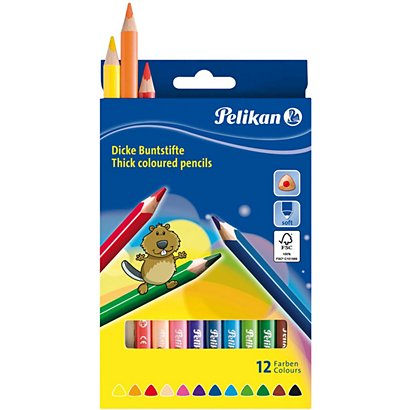 Pelikan Lápices de colores, triangular, mina gruesa, colores de minas variados