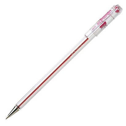 Pentel BK-77 Bolígrafo de punta de bola, punta mediana de  0,7 mm, cuerpo translúcido, tinta roja