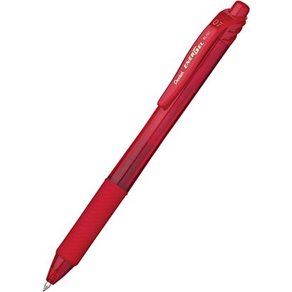 Pentel Energel X, bolígrafo retráctil de tinta de gel, punta fina, 0,7 mm, rojo