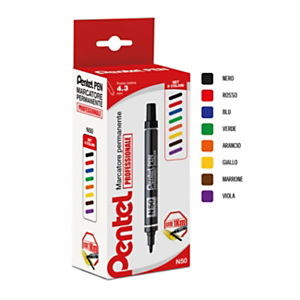 PENTEL Marcatore permanente N50, Punta conica, 1,5 mm, Colori Assortiti (confezione 8 pezzi)