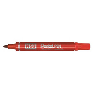 PENTEL Marcatore permanente N50, Punta conica, 1,5 mm, Rosso (confezione 12 pezzi)