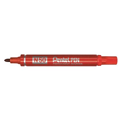 PENTEL Marcatore permanente N50, Punta conica, 1,5 mm, Rosso (confezione 12 pezzi) - 1