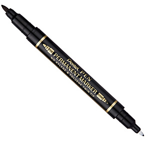 PENTEL Marcatore permanente Twin tip - doppia punta fine-extra fine - nero - Pentel PENTEL Marcatore permanente Twin tip - doppia punta fine-extra fine - nero - Pentel
