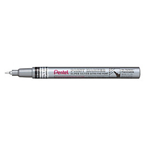 PENTEL Marcatore permanente a vernice Paint Marker, Punta extra fine 0,6 mm, Tratto 0,7 mm, Argento