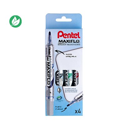 Pentel Maxiflo fine ogive pointe tableau blanc marqueur largeur de trait 1,1 mm -  Couleurs assorties lot de 4 - 1