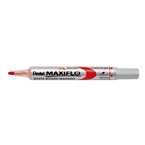 Pentel Maxiflo, rotulador para pizarra blanca de punta fina ojival, 1,1 mm, rojo