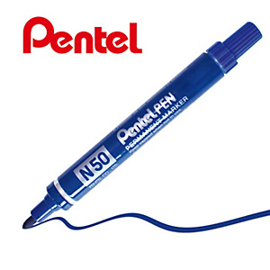 Pentel N50, Marcatore permanente, Punta tonda, 1,5 mm, Blu (confezione 12 pezzi) Pentel N50, Marcatore permanente, Punta tonda, 1,5 mm, Blu (confezione 12 pezzi)