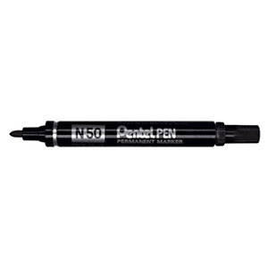 Pentel N50, Marcatore permanente, Punta tonda, 1,5 mm, Nero (confezione 12 pezzi) Pentel N50, Marcatore permanente, Punta tonda, 1,5 mm, Nero (confezione 12 pezzi)