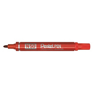 Pentel N50, Marcatore permanente, Punta tonda, 1,5 mm, Rosso (confezione 12 pezzi) Pentel N50, Marcatore permanente, Punta tonda, 1,5 mm, Rosso (confezione 12 pezzi)