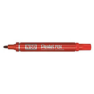 Pentel N50 - Marqueur permanent pointe ogive trait 1,5 mm - Rouge (lot de 2)