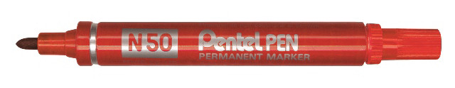 Pentel N50 - Marqueur permanent pointe ogive trait 1,5 mm - Rouge