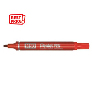 Pentel N50 - Marqueur permanent pointe ogive trait 1,5 mm - Rouge