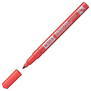 Pentel N50S - Marqueur permanent pointe ogive trait 1mm - Rouge