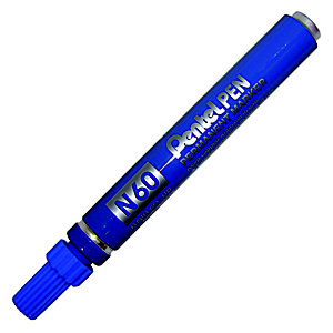 Pentel N60, Marcatore permanente, Punta a scalpello, 2,5 mm - 7 mm, Blu (confezione 12 pezzi)