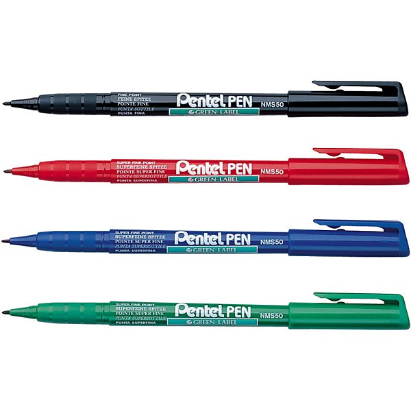 Pentel NMS50 -Marqueur permanent Green Label pointe fine 2 mm - Noir - 2
