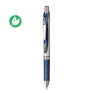 Pentel Stylo roller rétractable EnerGel BL77, pointe moyenne (0,7 mm), avec zone de préhension, corps chromé et bleu nuit, encre bleue nuit Pentel Stylo roller rétractable EnerGel BL77, pointe moyenne (0,7 mm), avec zone de préhension, corps chromé et bleu nuit, encre bleue nuit