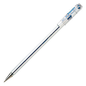 Pentel Superb Penna a sfera Stick, Punta media, Fusto in plastica traslucido con grip, Inchiostro blu (confezione 12 pezzi)