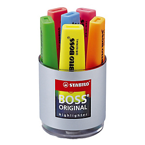 Per pot van 6 tekstmarkers Stabilo Boss original geassorteerde kleuren Per pot van 6 tekstmarkers Stabilo Boss original geassorteerde kleuren