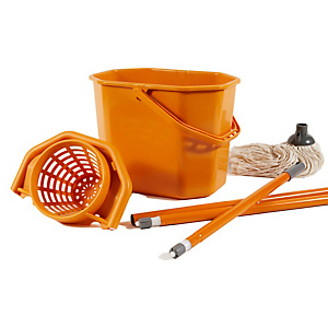 PERFETTO Kit per pavimenti Secchiostrizza - secchio con strizzatore 12 L + mop 240 gr + manico da 130 cm - arancione PERFETTO Kit per pavimenti Secchiostrizza - secchio con strizzatore 12 L + mop 240 gr + manico da 130 cm - arancione