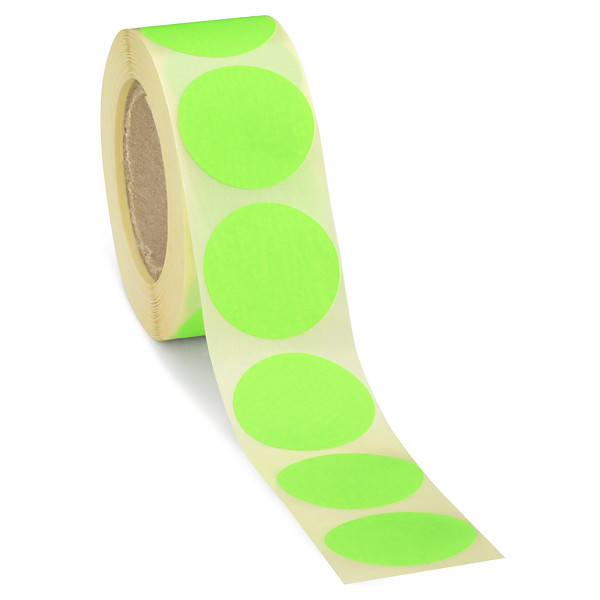 Permanent klevende signaaletiketten in fluokleuren diameter 20mm groen - 1