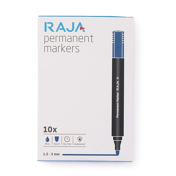 Permanente marker RAJA schuine punt blauw - 5