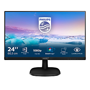 Philips V Line Monitor LCD 23,8 pulgadas (60,5 cm.), Full HD (1920 x 1080), antiparpadeo, filtro de luz azul, Negro, 243V7QDSB Philips V Line Monitor LCD 23,8 pulgadas (60,5 cm.), Full HD (1920 x 1080), antiparpadeo, filtro de luz azul, Negro, 243V7QDSB