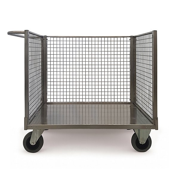 Pianale in acciaio inox a tre sponde in rete 4 ruote girevoli di cui 2 con freno di stazionamento - 2