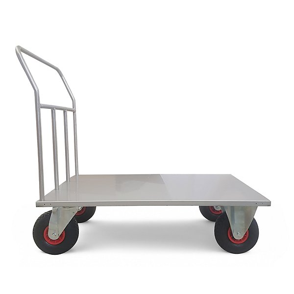 Pianale Maxi mm 1200x800 in acciaio inox con Ruote Pneumatiche Girevoli - 5