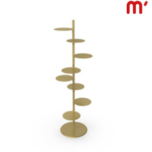 Piantana espositiva da terra Gold con ripiani in lamiera oro, 49 x 49 x 192 cm, Metallo verniciato, Oro Piantana espositiva da terra Gold con ripiani in lamiera oro, 49 x 49 x 192 cm, Metallo verniciato, Oro