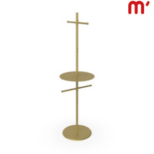 Piantane espositive da terra Gold con ripiani a semicerchio in lamiera oro e braccia dritte, 49 x 49 x 192 cm, Metallo verniciato, Oro Piantane espositive da terra Gold con ripiani a semicerchio in lamiera oro e braccia dritte, 49 x 49 x 192 cm, Metallo verniciato, Oro