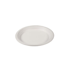 Piatto rotondo monouso in polpa di cellulosa, Ecologico, Ø 26 cm, 20 g, Bianco (confezione 50 pezzi)