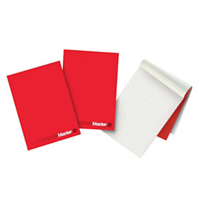 PIGNA Block Notes Master A4, 90 fogli a quadretti 10 mm, Carta bianca 80 g/m², Rosso (confezione 5 pezzi)