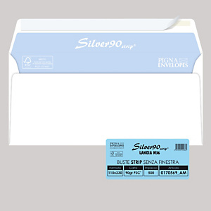PIGNA Busta bianca senza finestra - serie Edera Strip - 110x230 mm - 90 gr - Pigna - conf. 500 pezzi PIGNA Busta bianca senza finestra - serie Edera Strip - 110x230 mm - 90 gr - Pigna - conf. 500 pezzi
