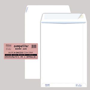 PIGNA Busta a sacco bianca - serie Competitor - certificazione FSC - strip adesivo - 250x353 mm - 80 gr - Pigna - conf. 500 pezzi PIGNA Busta a sacco bianca - serie Competitor - certificazione FSC - strip adesivo - 250x353 mm - 80 gr - Pigna - conf. 500 pezzi