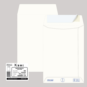 PIGNA Busta a sacco Kami Strip - 16,2 x 22,9 cm - 100 gr - carta riciclata FSC  - bianco  - conf. 500 pezzi