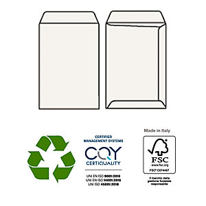 PIGNA Busta sacco KAMI STRIP - bianca - carta riciclata FSC  - 162 x 229 mm - 100 gr  - conf. 500 pezzi