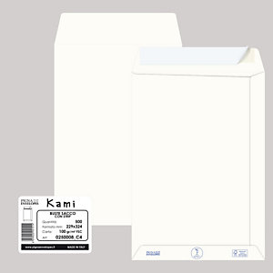 PIGNA Busta sacco KAMI STRIP - bianca - carta riciclata FSC  - 229 x 324 mm - 100 gr  - conf. 500 pezzi