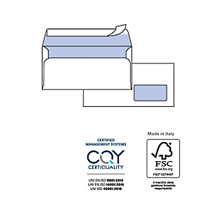 PIGNA Busta SILVER90 STRIP FSC - bianca - internografata - con finestra- 110 x 230 mm - 90 gr - conf. 500 pezzi PIGNA Busta SILVER90 STRIP FSC - bianca - internografata - con finestra- 110 x 230 mm - 90 gr - conf. 500 pezzi