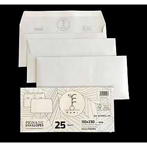 PIGNA Buste in carta riciclata Kami, Senza finestra, Strip adesivo, 11 x 23 cm (confezione 25 pezzi) PIGNA Buste in carta riciclata Kami, Senza finestra, Strip adesivo, 11 x 23 cm (confezione 25 pezzi)
