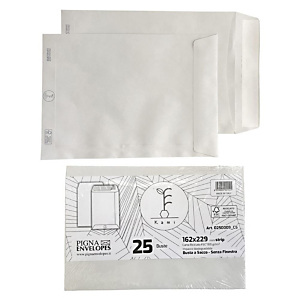 PIGNA Buste a sacco in carta riciclata Kami, Chiusura con strip adesivo, 16,2 x 22,9 cm, Bianco (confezione 25 pezzi) PIGNA Buste a sacco in carta riciclata Kami, Chiusura con strip adesivo, 16,2 x 22,9 cm, Bianco (confezione 25 pezzi)