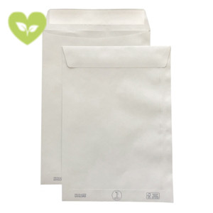 PIGNA ENVELOPES Buste a sacco in carta riciclata Kami, Chiusura con strip adesivo, 22,9 x 32,4 cm, Bianco (confezione 500 pezzi)