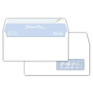 PIGNA ENVELOPES Silver Bio Strip Busta commerciale con finestra, Strip adesivo, Carta, 11 x 23 cm, Bianco (confezione 500 pezzi)