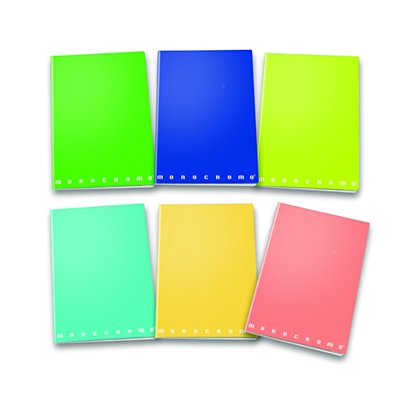 PIGNA Quaderno Monocromo Green, A4, 42 fogli a quadretti 4 mm, Copertina plastificata, Colori assortiti (confezione 10 pezzi)